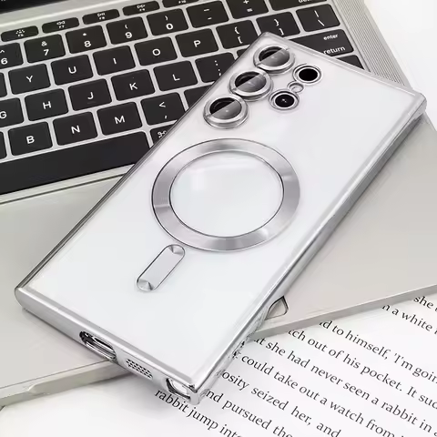Plating Clear For Magsafe Case for Samsung Galaxy S25 S24 S22 S21 S23 Ultra Plus Magnetic Wireless charge Silicone Soft Cover