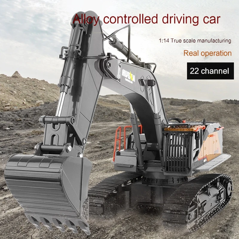 New Huina 592 Large Excavator Engineering Vehicle Rc Toys 1:14 Remote Control Alloy Excavator Children\'s Toys Christmas Gift