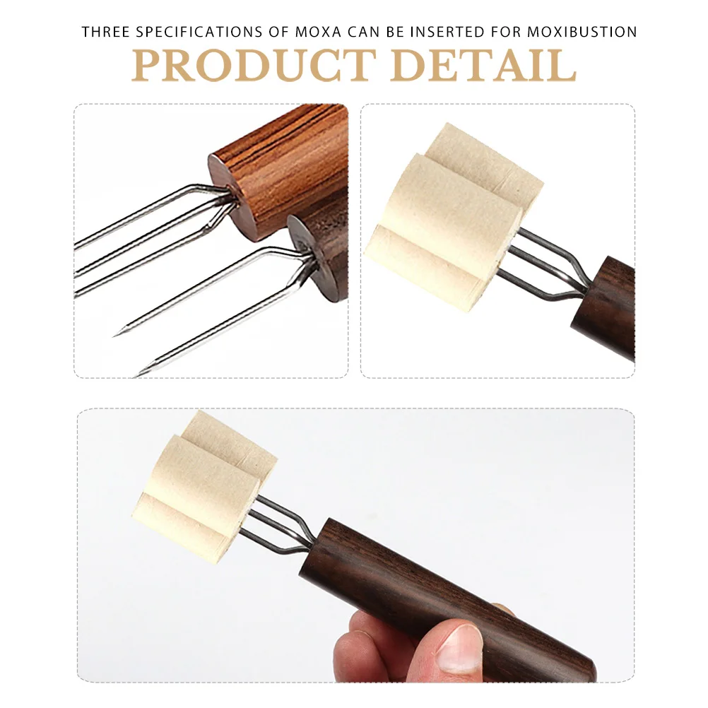 

4pcs Moxa Holder Wooden Extender Ebony Therapy Fork Home Massage Supplies Relaxation Moxibustion Fork Tool