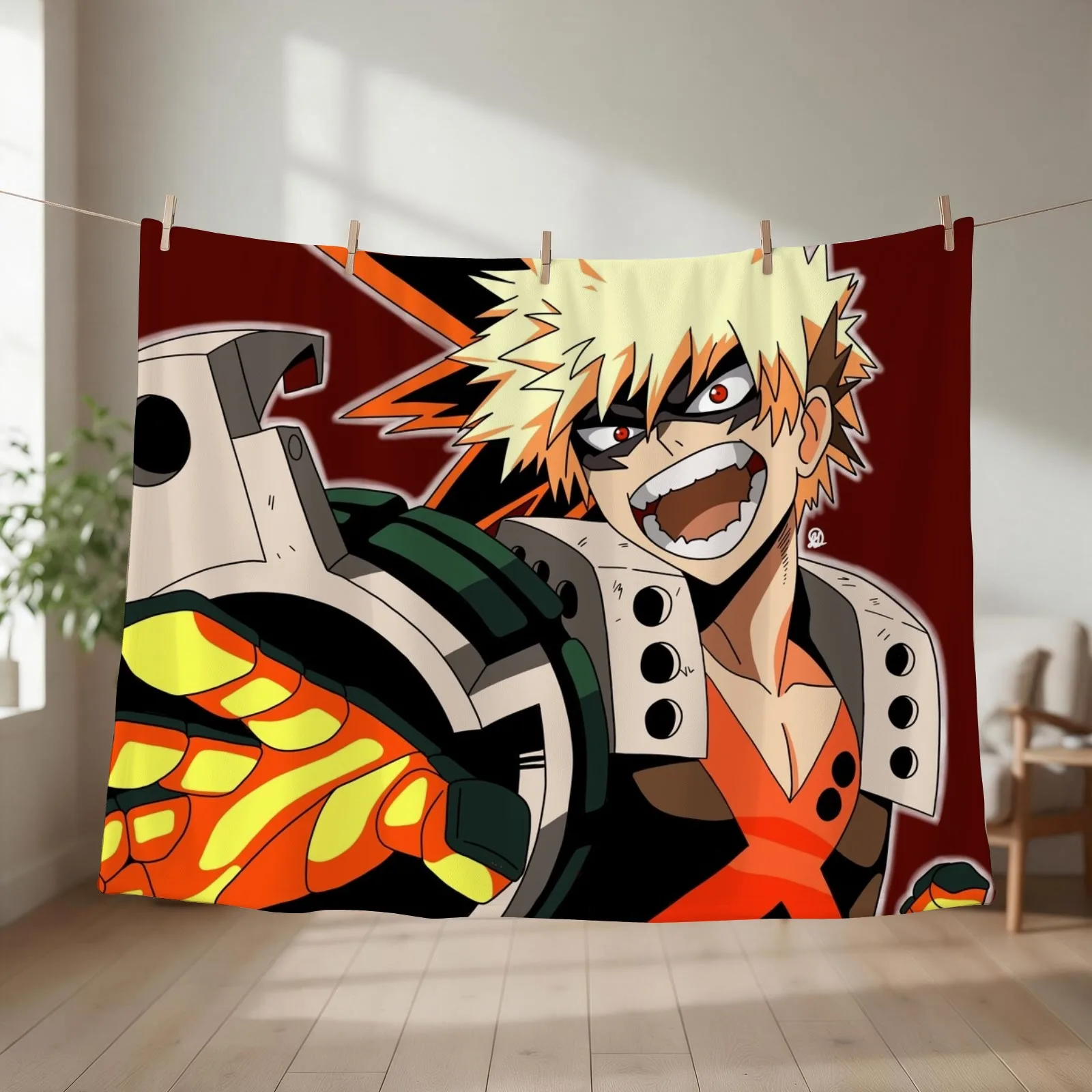 Katsuki Bakugou Throw Blanket Warm Sofas Tourist Comforter Blankets