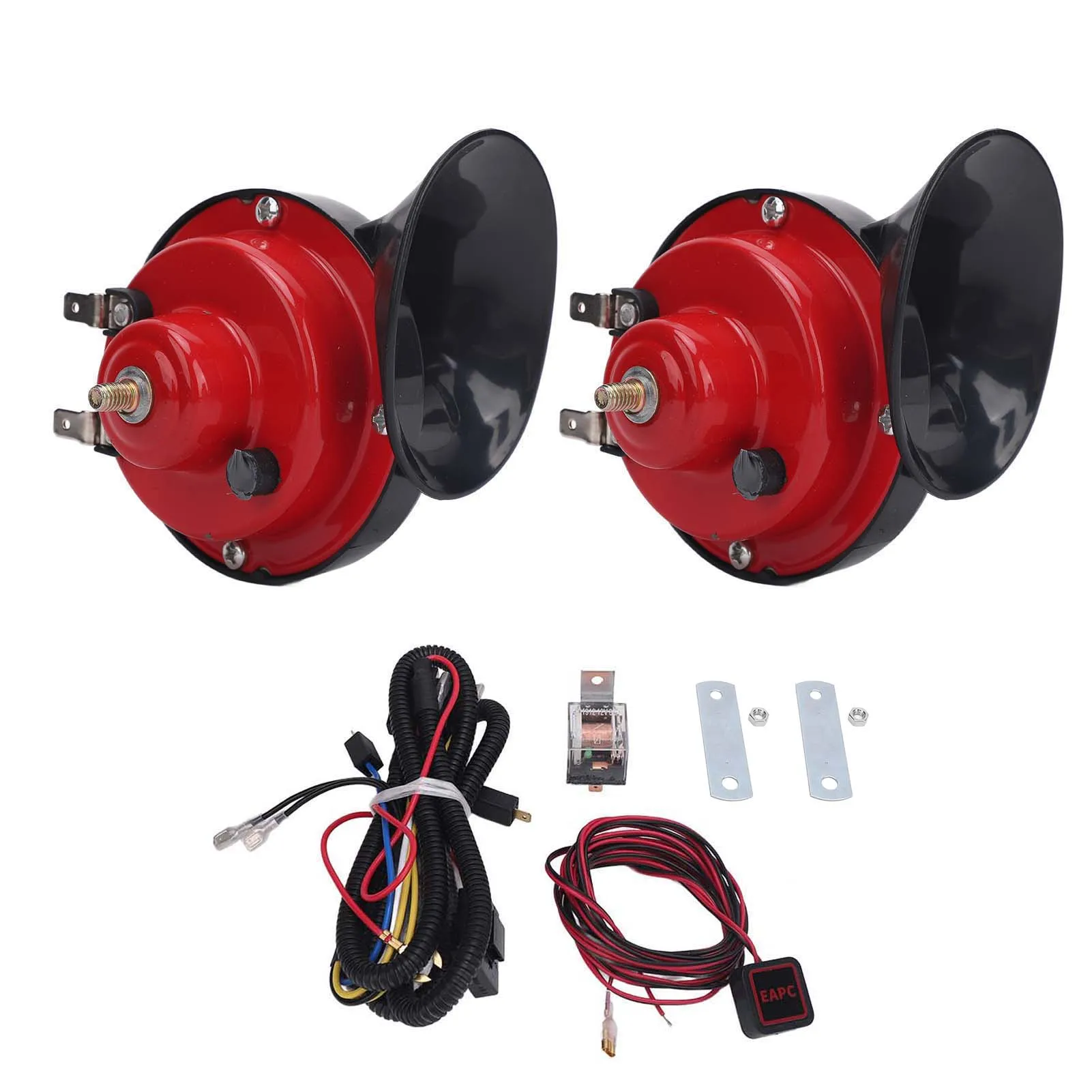 

24V Electric Horn Kit Waterproof With Switch Harness Relay Universal Fit For Car Truck Motorcycle Boat Silver