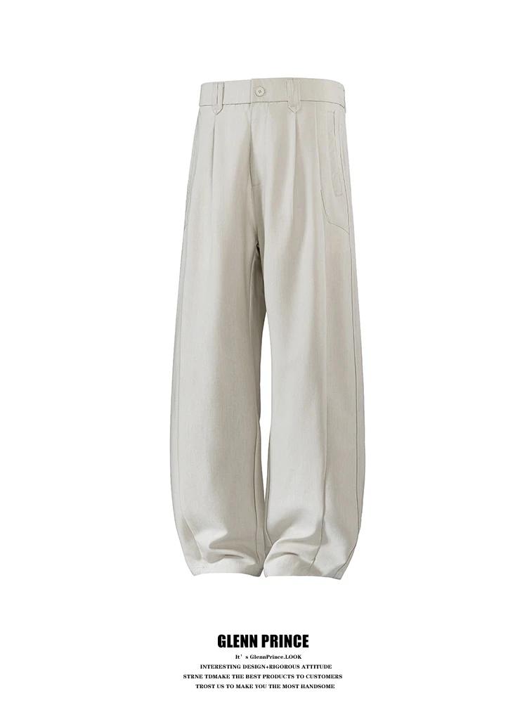 

GPstudio Japanese Sle Cioy Pure Color Wide Leg Straight Tube Men's Trendy Commute Simple Match Casual Long Pants