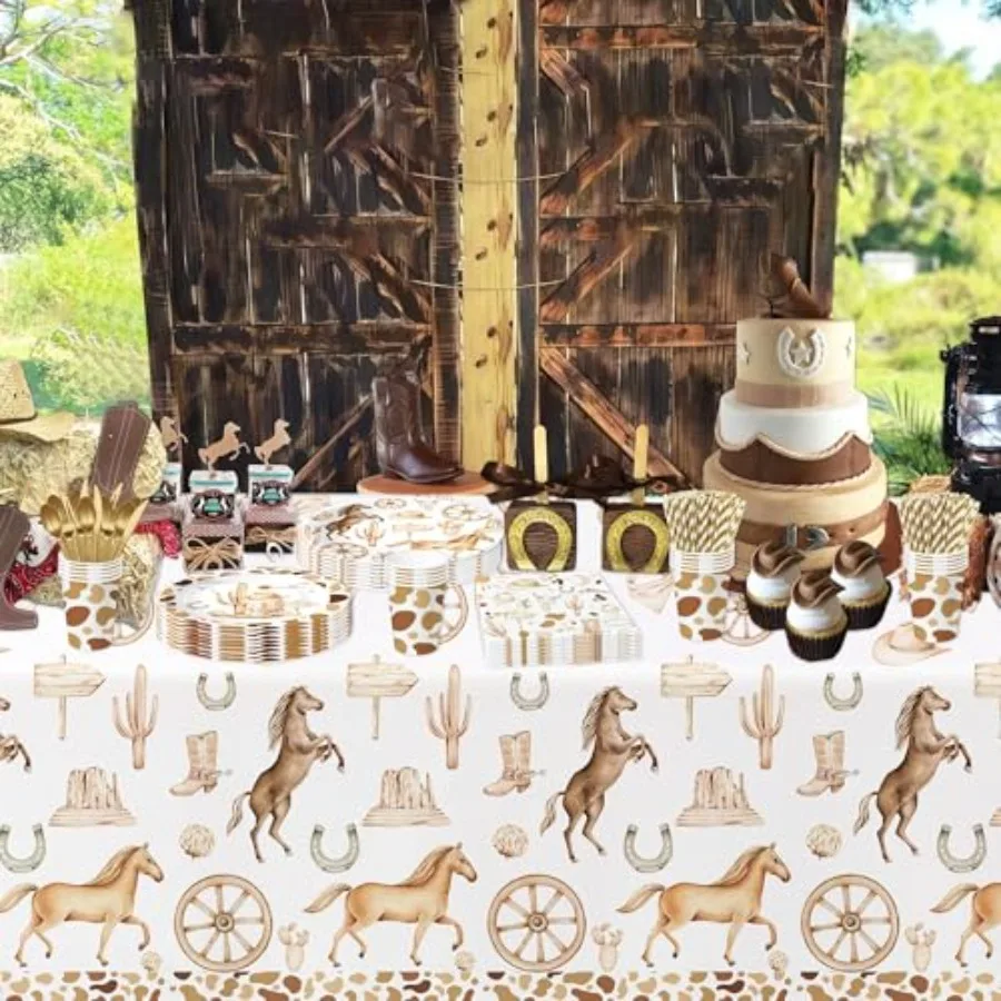 Nappe de décoration de fête de Cowboy occidental jetable, fournitures de fête d'anniversaire de Cowboy de l'ouest sauvage, couverture de Table Western Rodeo Cowbo