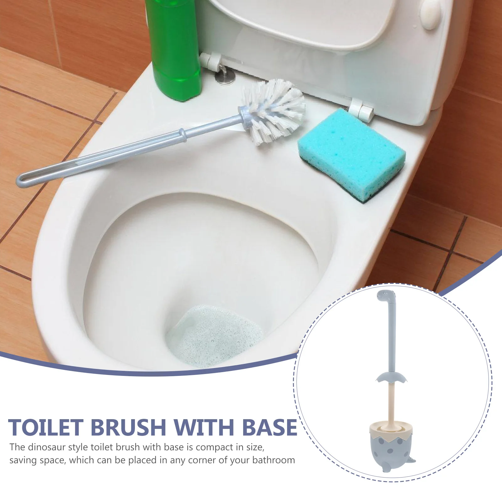 

Dinosaur Shape Toilet Cleaning Brush Smooth Handle Bathroom Brush Practical Durable Household Cleaning Supply Broom