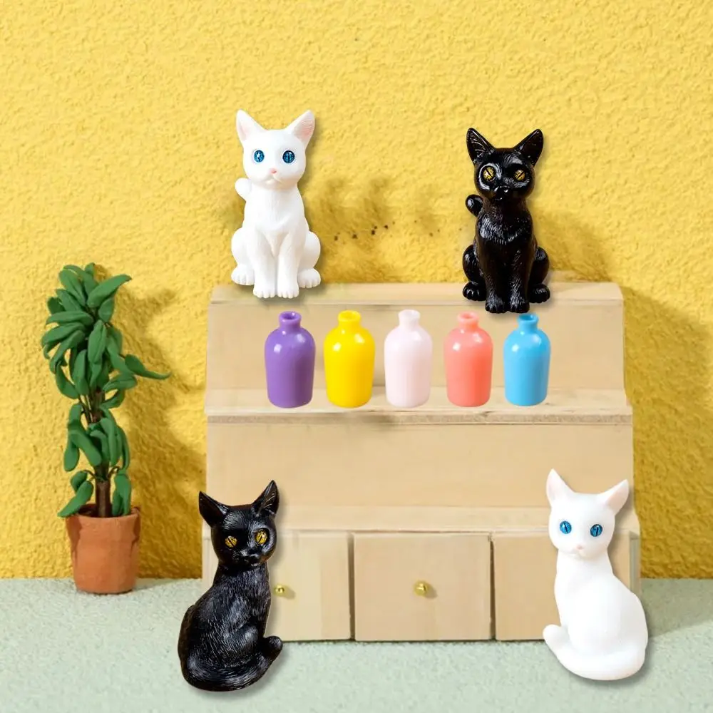 Simulação Criativa Cor Figurinhas De Gato, Presente DIY, Vaso Pequeno, Artesanal Em Miniatura Decoração Peças