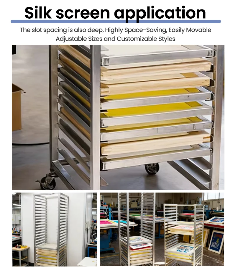 Adjustable Aluminum Screen Printing Frame Rack Multi Tier Drying Stand Large Capacity 40 Layers