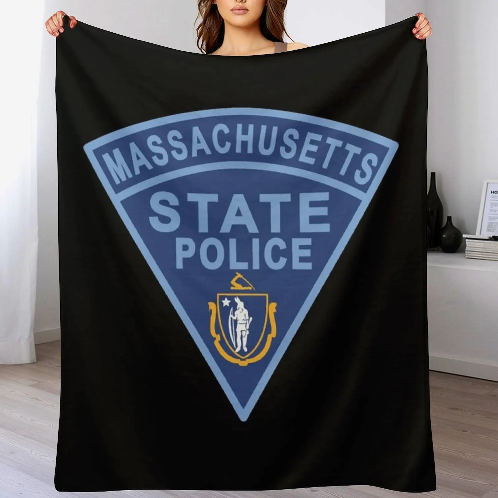 

Massachusetts State Police Patch Throw Blanket Plush Designers wednesday Bed Fashionable Blankets