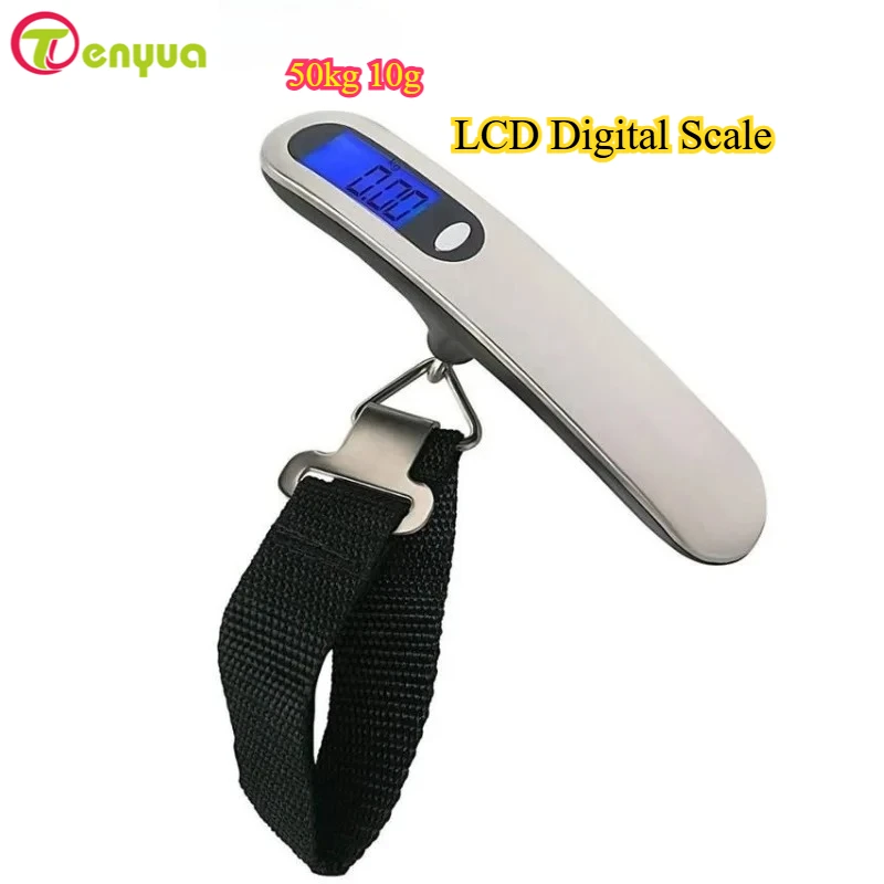 50kg 10g Portable LCD Digital Scale Electronic Luggage Suitcase Scale Weigh Balance Travel Hand Hanging Steelyard Belt Scale