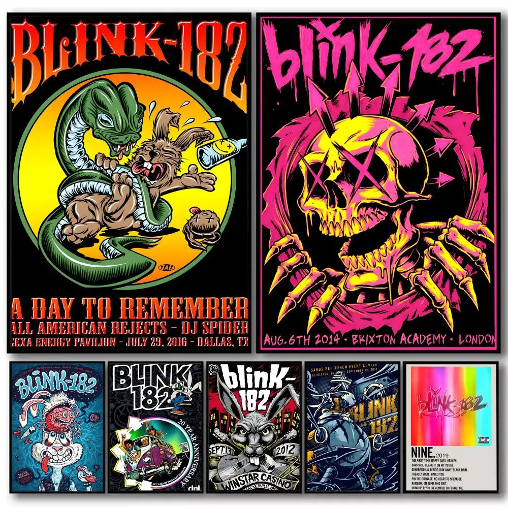 

Cool Band B-blink 182 Painting Calligraphy High-Quality Cotton Canvas Poster Wall Art for Living Room Modern Home Decoration