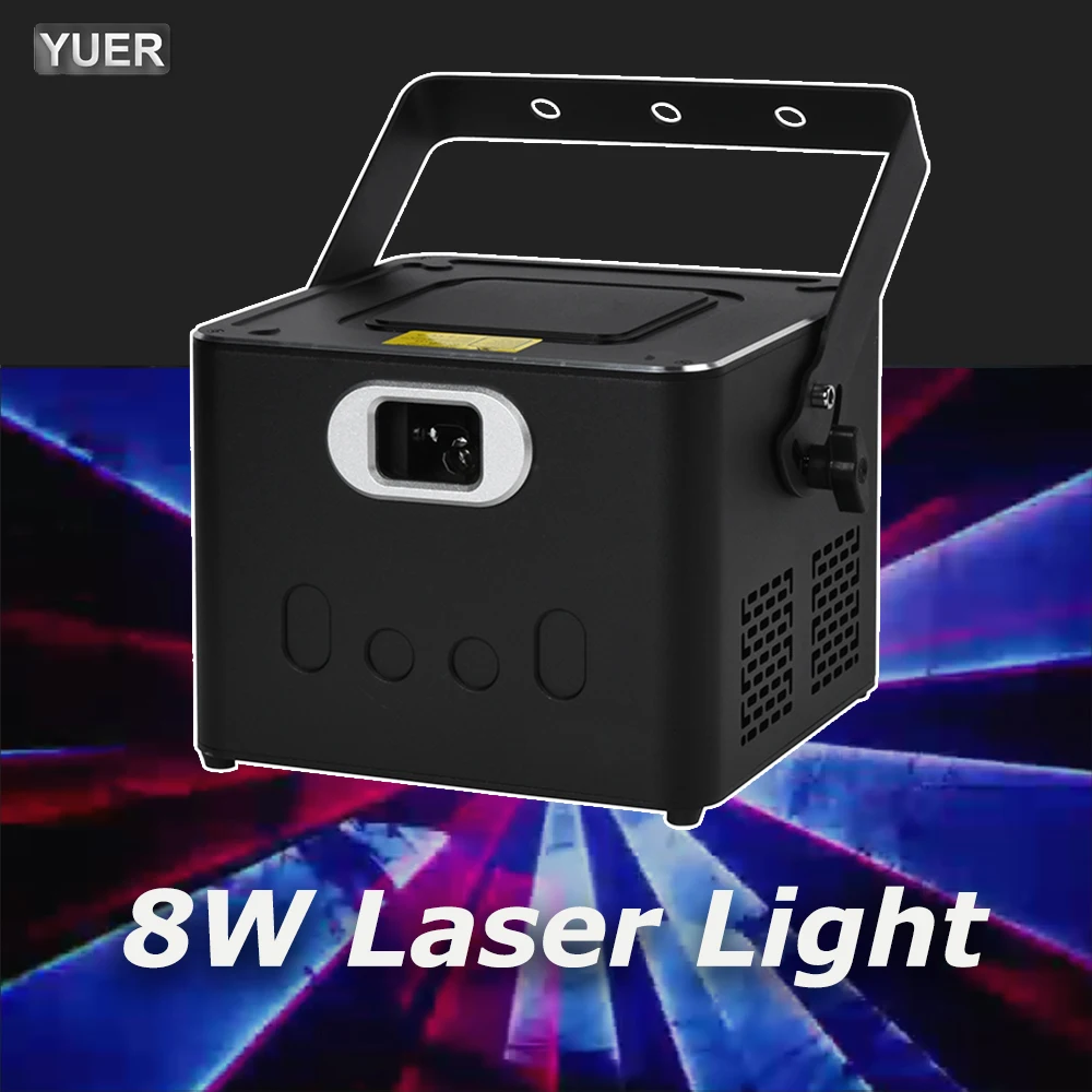 YUER-Scanner d'Animation de Scène, Lumière Laser Dj, ILDA DMX, Faisceau de Lumière Laser RGB 8W, pour Spectacle de ix