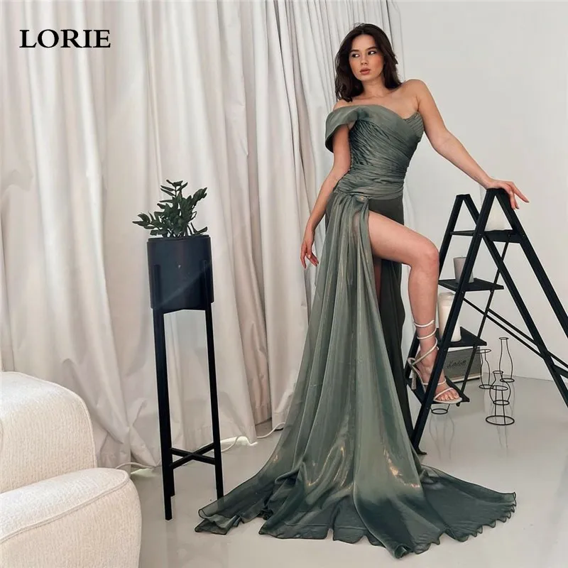 

LORIE Green Mermaid Evening Dresses Side Split Prom Gowns Off The Shoulder Evening Party Dress 2023