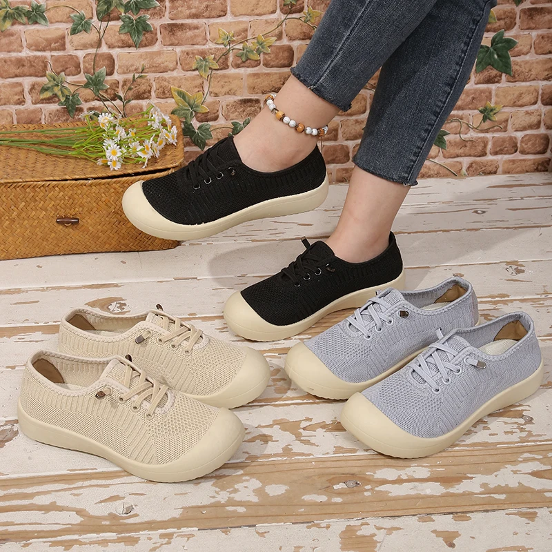 

Plus Size Breathable Soft-soled Lightweight Women's Single Shoes, Comfortable One-piece Slip-on Lazy Shoes,mother's Cloth Shoes