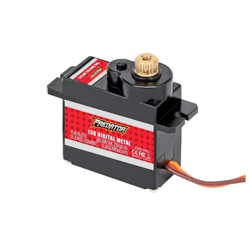 FMS Predator 13g Digital Metal Gear Servo, Normal / Reverse Optional, High Torque Micro RC Servo for RC Airplane