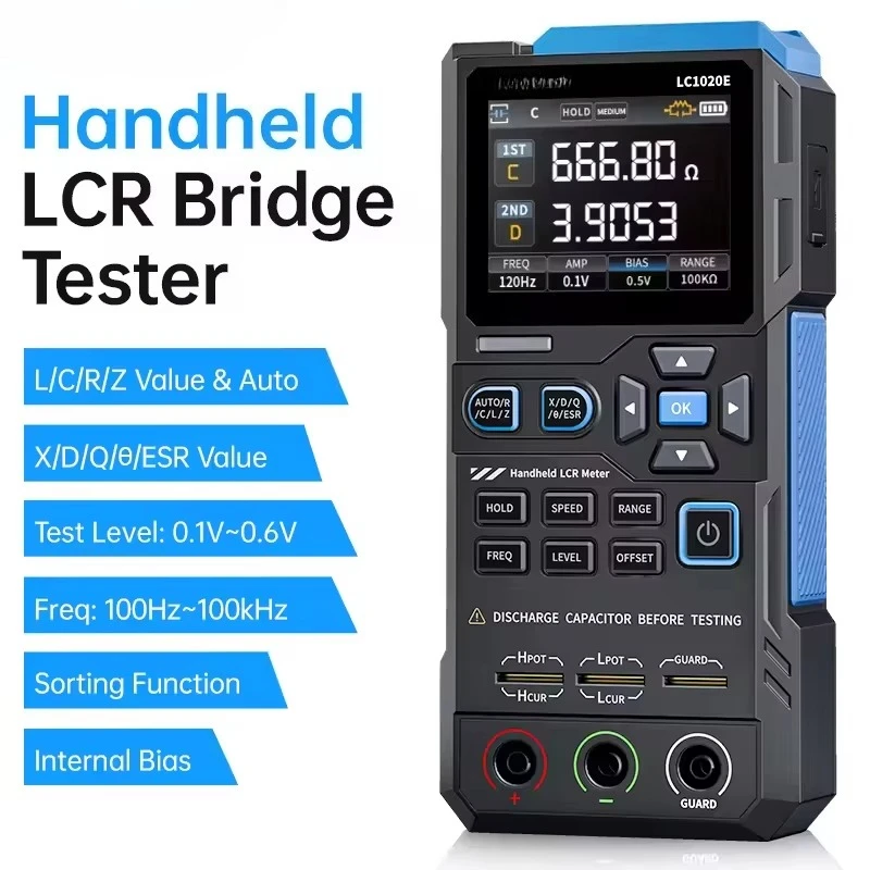 Handheld Digital Bridge LCR Meter Automatic Ranging Inductance, Capacitance, Resistance Measurement Tool