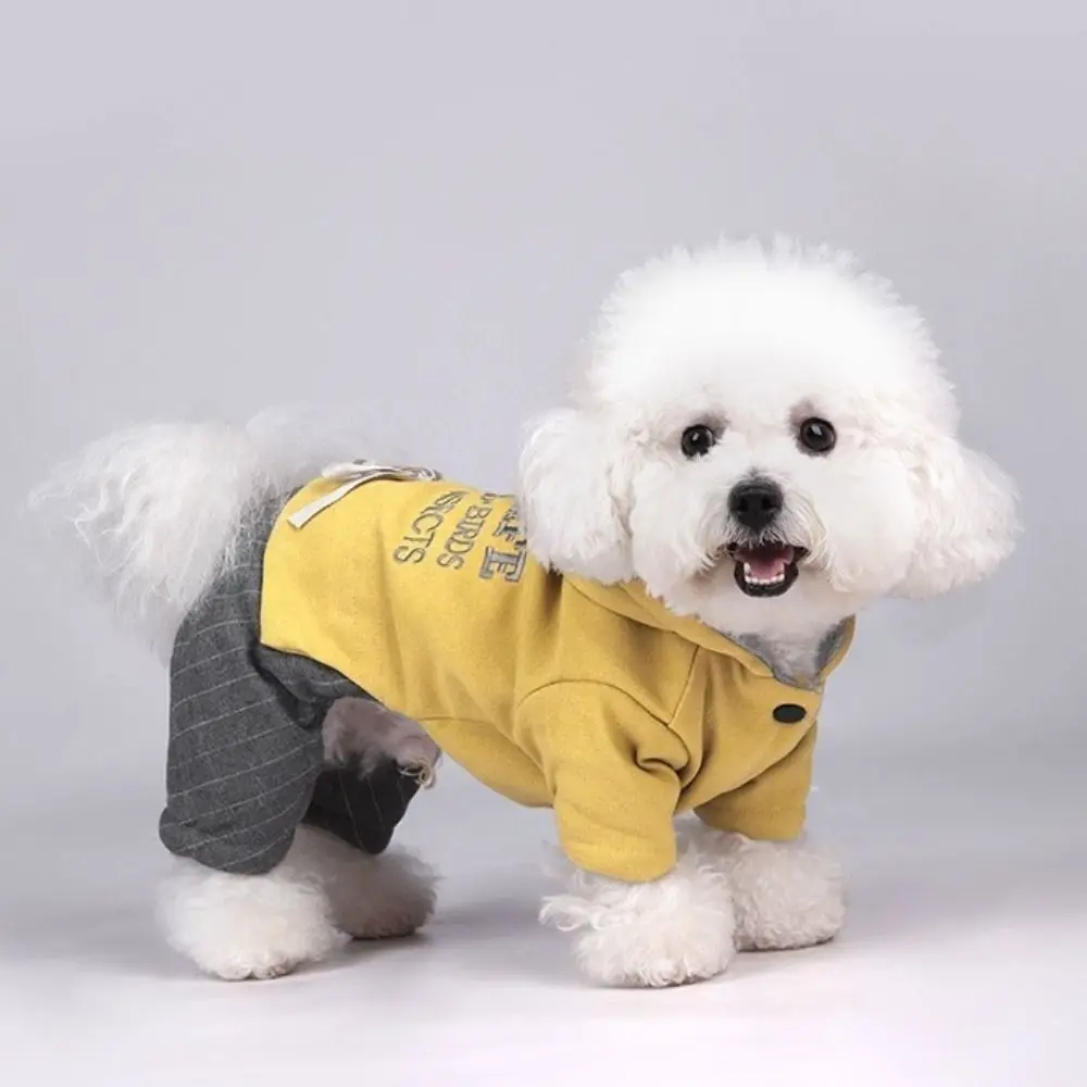 

Модная утепленная одежда для собак на четырех лапах: теплый мягкий комбинезон-худи с капюшоном для питомцев