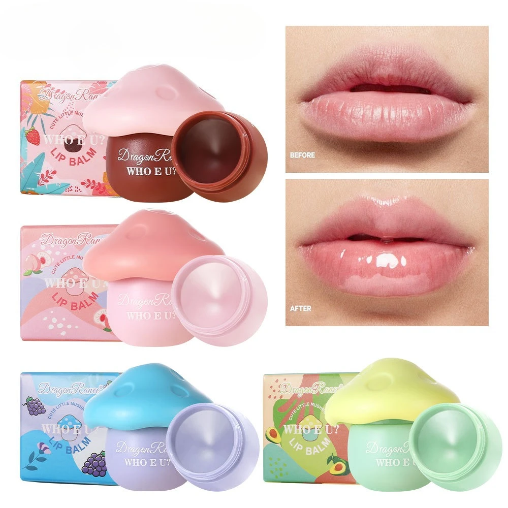 キノコリップバーム かわいいデザイン ピンクティント 保湿リップグロス フルーツフレーバー 天然成分 女性用 乾燥した唇のための毎日のケア