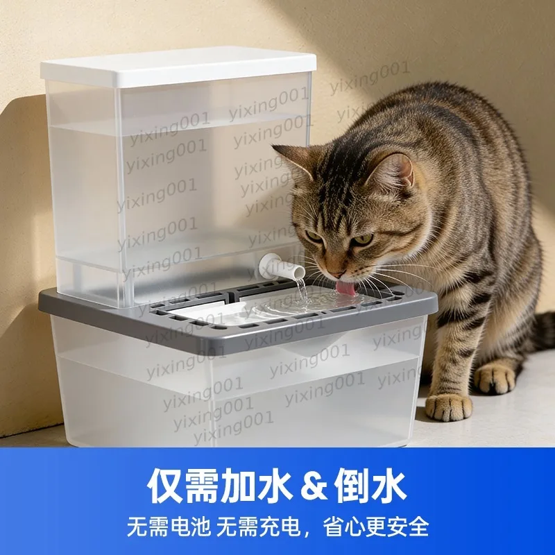 Non-Electric  Pet Water Fountain, Separate Clean & Dirty Water Circulating Flowing Water Dispenser For Cats Small Dogs
