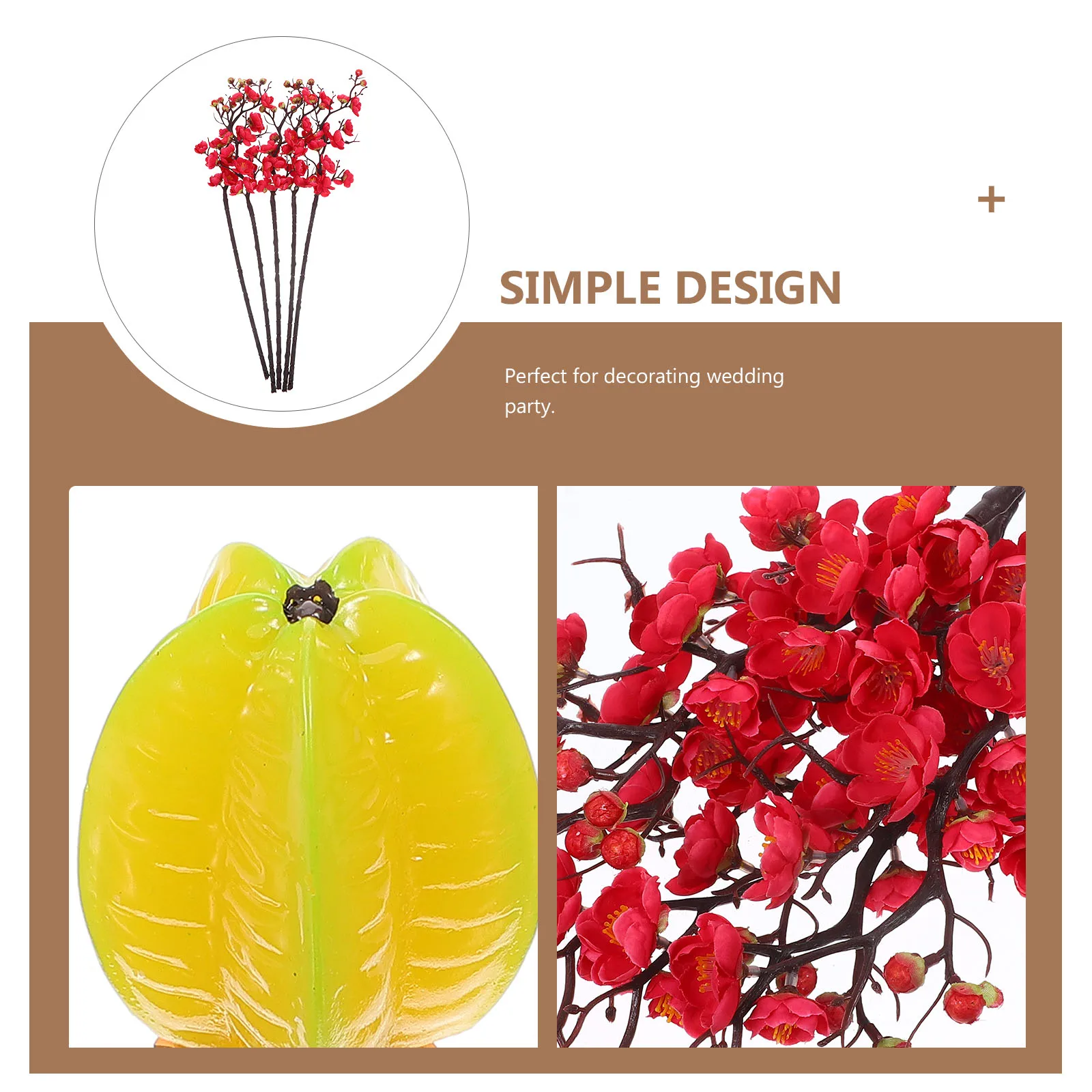 

5 Pcs Simulated Plum Blossom Decoration Artificial Chinese Elements Decorative Flowers Realistic