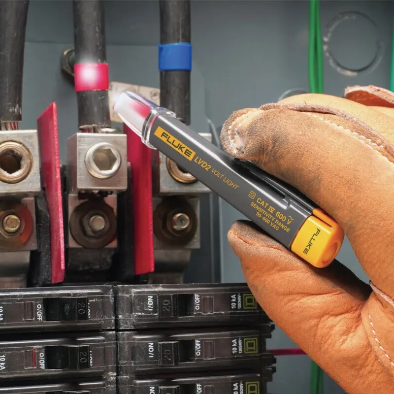 فلوك LVD2 جهاز قياس الجهد الكهربائي غير المتصل 2AC فولت نطاق قياس الضوء 90 ~ 600VAC أداة اختبار الجهد