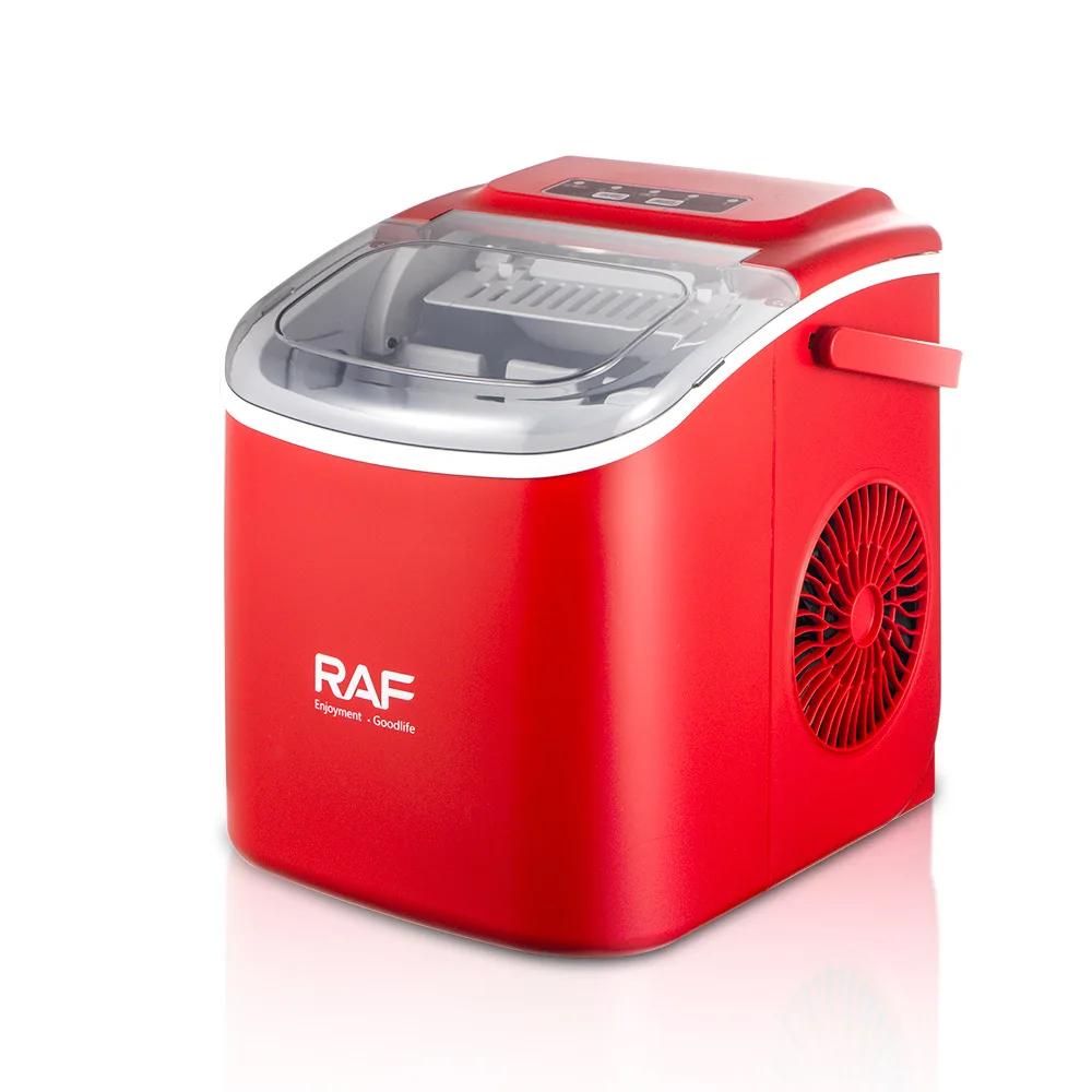 Small Ice Maker Home Visual Mini Ice Maker with Scoop Countertop Ice Maker for Home Kitchen Office and Bar Red