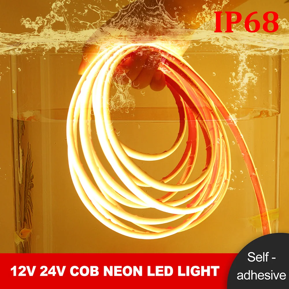 

IP68 IP30 Waterproof COB LED Strip Light 12V 24V 5m 10m 15m 20m 0.5m Flexible Tape 320 LEDs High Density Bright Liner Lighting