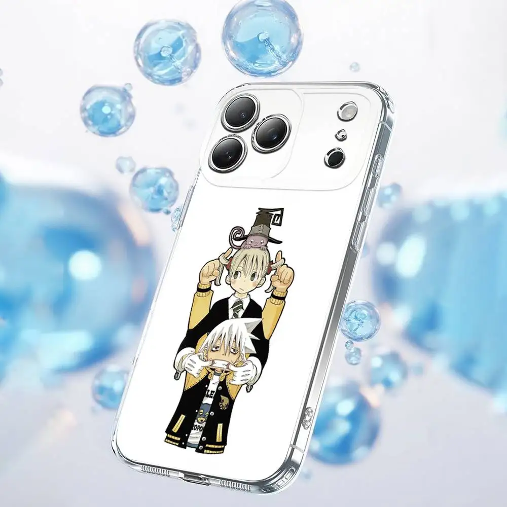 S-Soul Eater Evans Albarn Crona Capa de telefone para iPhone 17,16,15,14,13,12,11 Plus, Pro, Max, Plus, E, SE4, Air, Mini transparente
