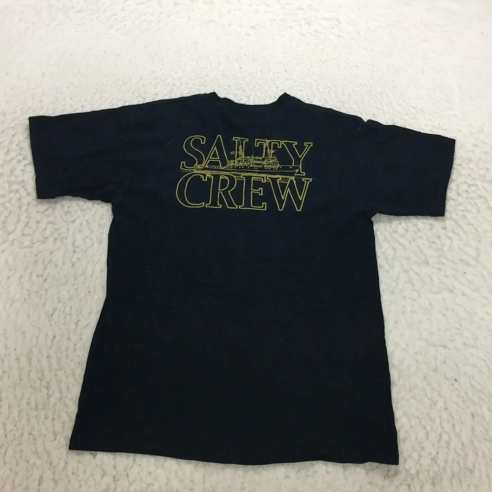 

Футболка Salty Crew, размер S, синяя, двусторонняя, с рисунком, для рыбалки, хлопок, с коротким рукавом