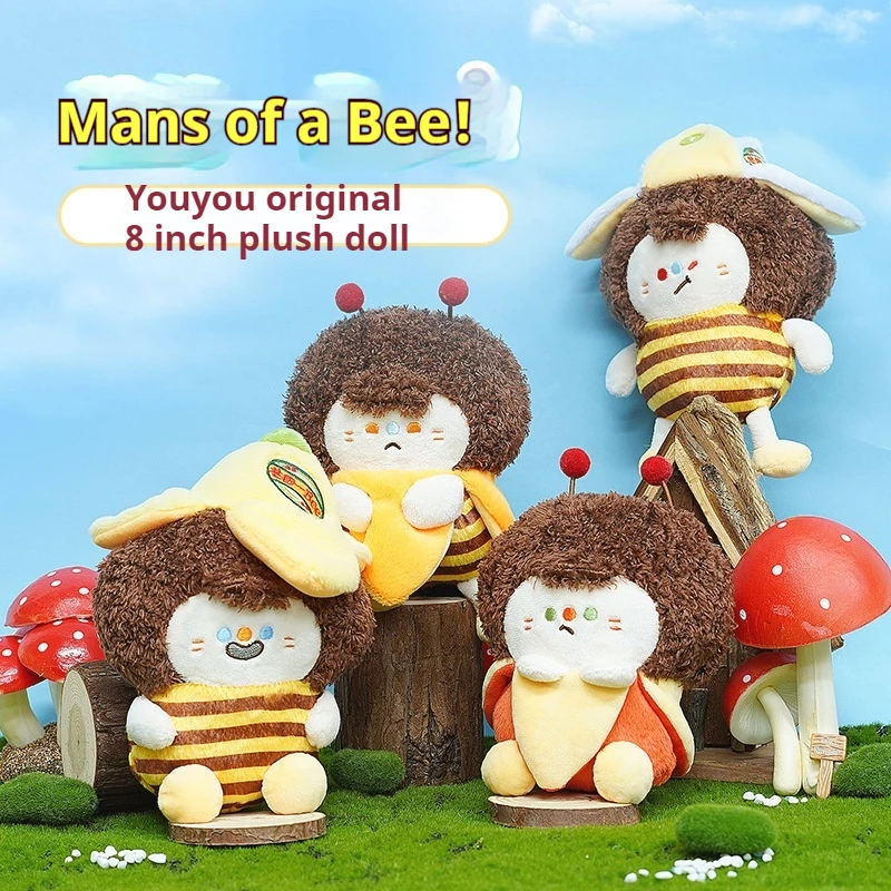 Kawaii  20cm Cat Plush Toys Cosplay Mango Bee Plush Doll Cat Doll Cute Animal Plush Doll Desktop Room Sedan Decoration Gift