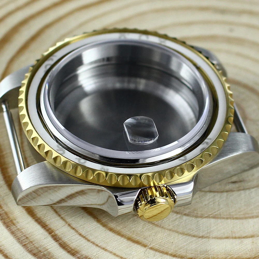 Diver 40mm NH35 Watch Case Sapphire Crystal Silver Gold for SUB Yacht GMT Watch NH34 NH35 NH36 8215 Eta2824 Fit 38*30.6mm Bezel