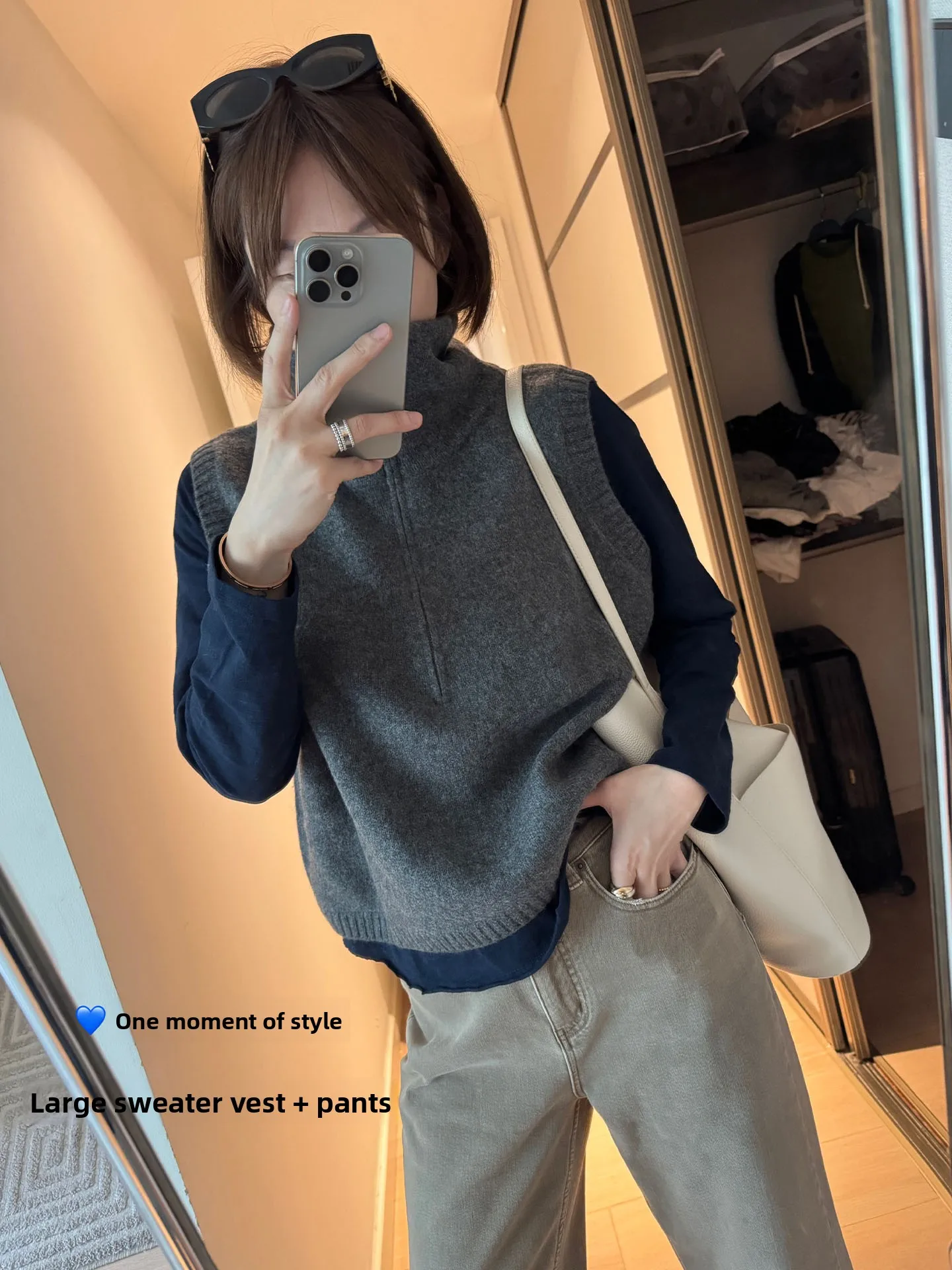 

Ele High Collar Camere Knitted Vest Loose Svel Winter Faion Women's Cardigan Zipper Closure Color