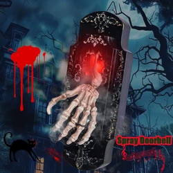 Halloween Decorations  Halloween Doorbell with  Light Up Skeleton Hand and Demonic Sounds  Haunted House Halloween Party Prop