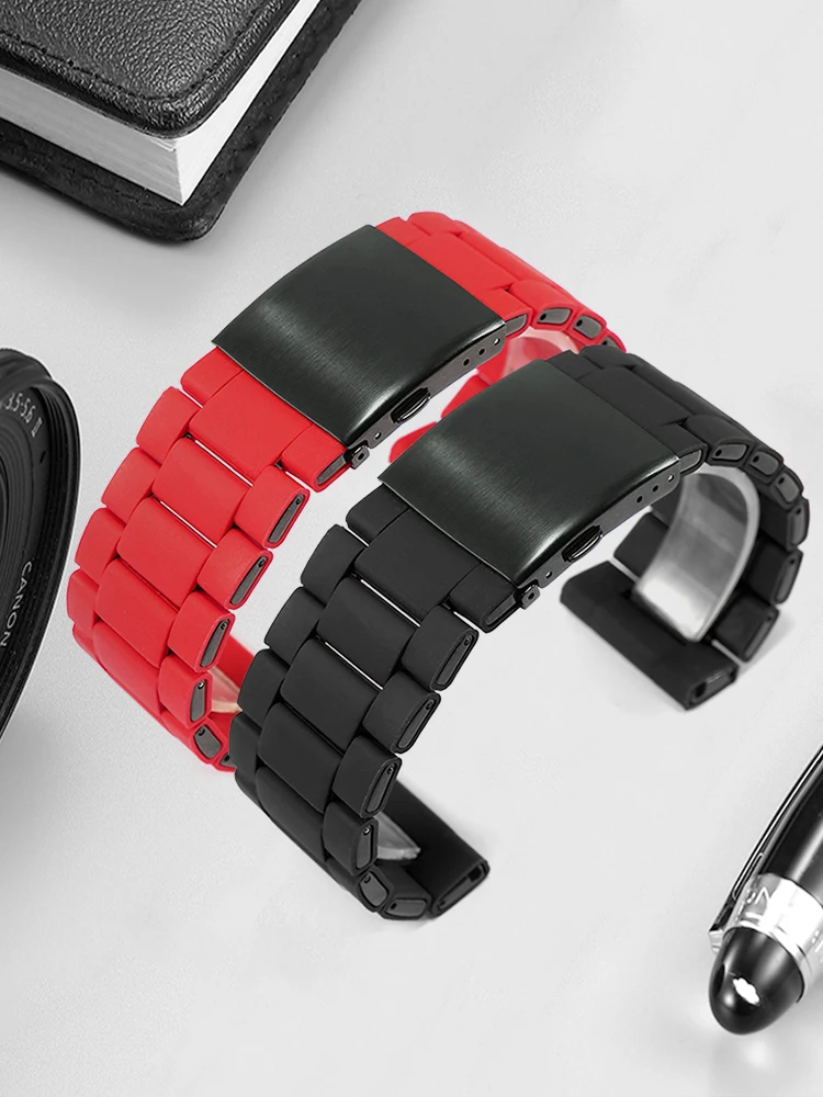 Silicone Bag Stainless Steel Watchband Adapts To Blade Warrior/Red Devil/Black Samurai Series Solid Stainless Strap 24/26/28mm