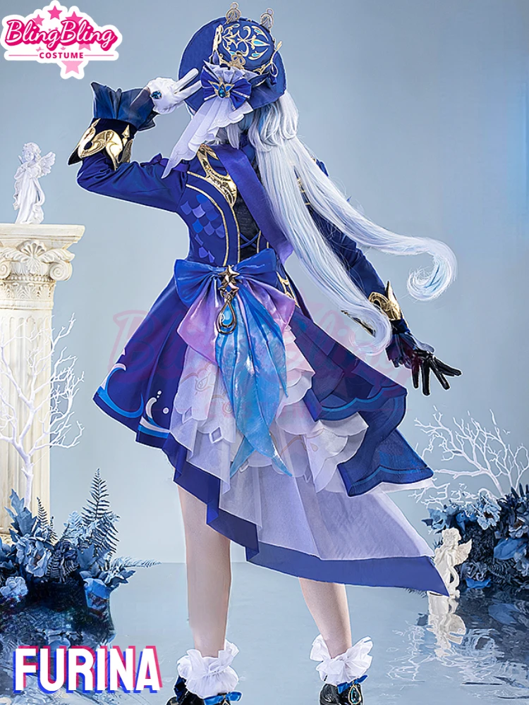 Game Genshin Impact Furina Cosplay Costume Focalors Cosplay Fontaine Cosplay Hydro Archon Furina Costume and Furina Cosplay Wig