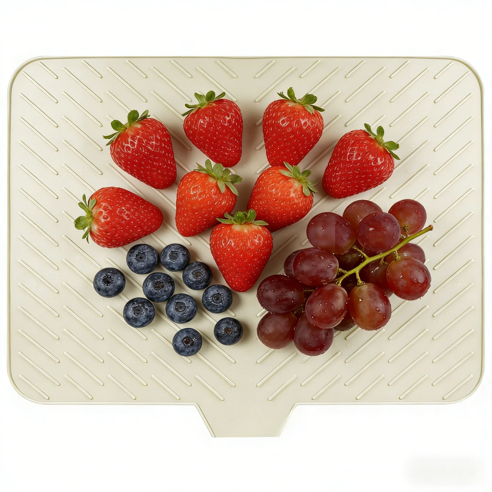 58×43cm Large Square Silicone Dish Drying Mat, Sloped Water Diversion Drain Pad, Countertop Drainage Mat for Tableware