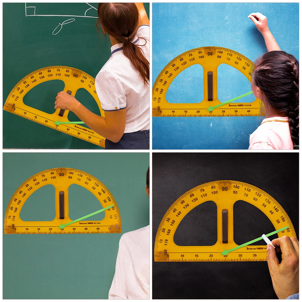 Transportador de ángulo de matemáticas, herramienta de cuernos pequeños, transportadores naranjas para dibujar, papelería para profesores, trabajo práctico