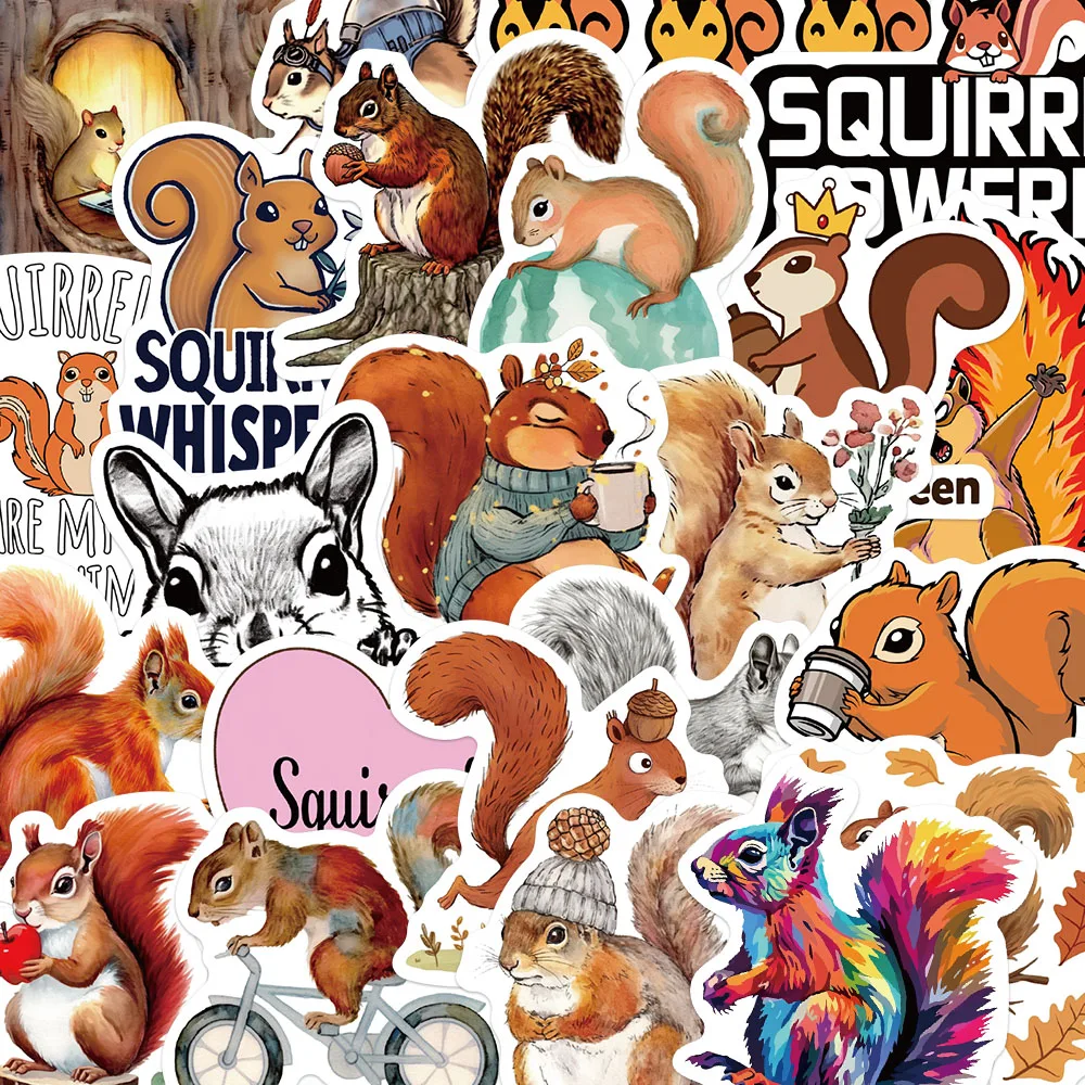 

50PCS The Lively Squirrel Stickers Retro Style Graffiti Decals For Notebooks Suitcase Laptop Phone Cartoon Animal Stickers