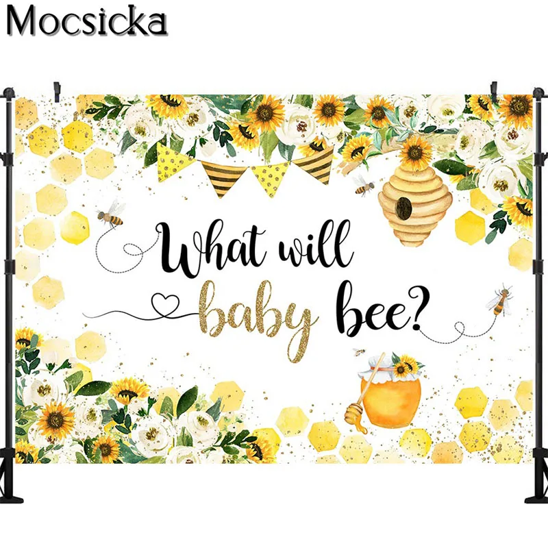 Honey Bee Baby Shower Backdrop Sunflower Sweet Honeycomb Photography Background What Will Baby Bee Decorations Photo Booth Props