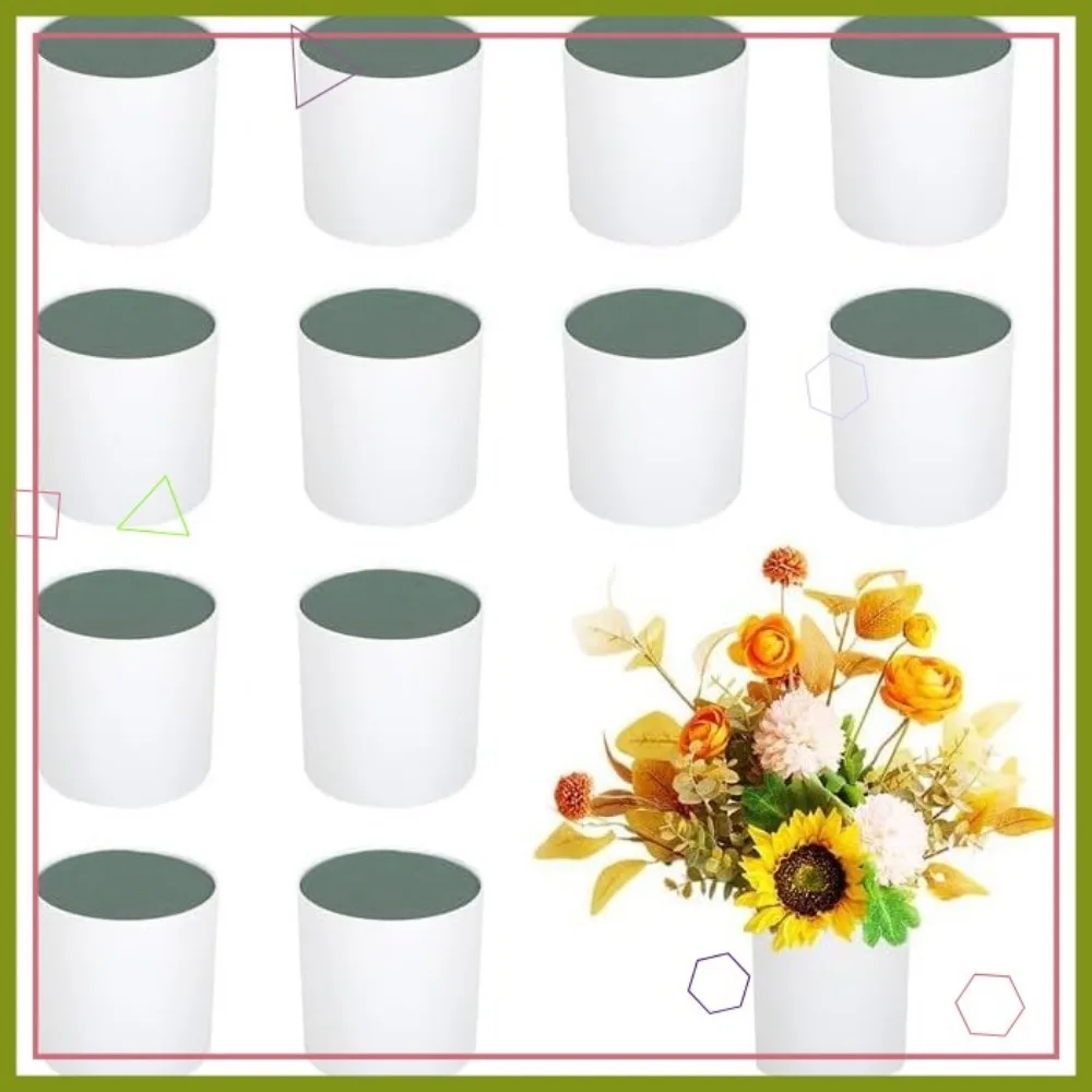 

Белая пластиковая цилиндрическая коробка для цветов со съемными пенопластовыми блоками для цветочных композиций, домашний свадебный декор