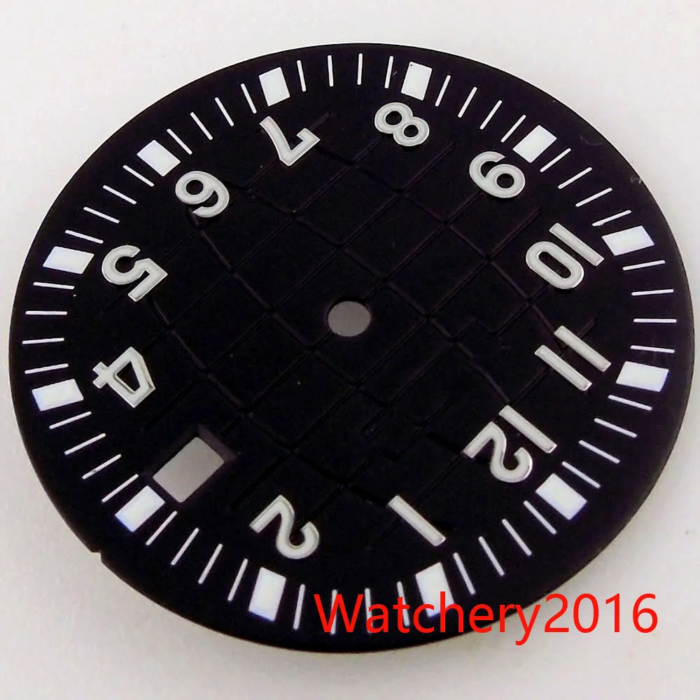 33mm Watch Dial Fit For NH35/NH35A Automatic Movement Green Luminous  Black/Blue/Green/Red Color Date Window White Index