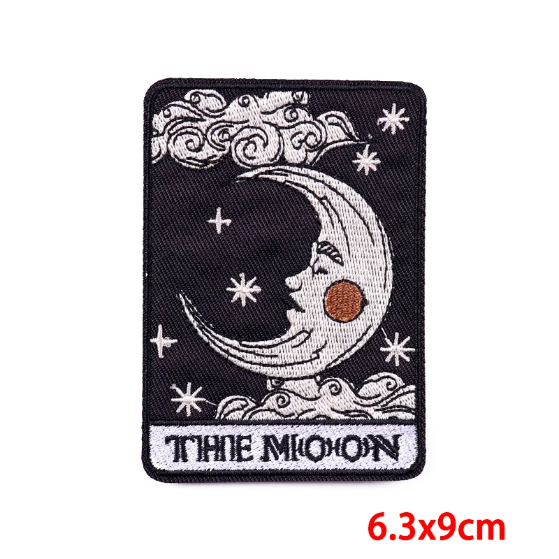 Punk Skull Patch On Clothes DIY Iron On Patches Sun And Moon Stickers Embroidered Patches for Clothing Horror Movies Badges