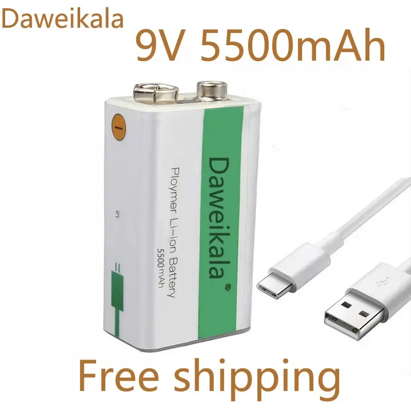 2025 new USB cycle charging battery 9V 5500mAH is suitable for camera and other series of electronic products+USB charging cable
