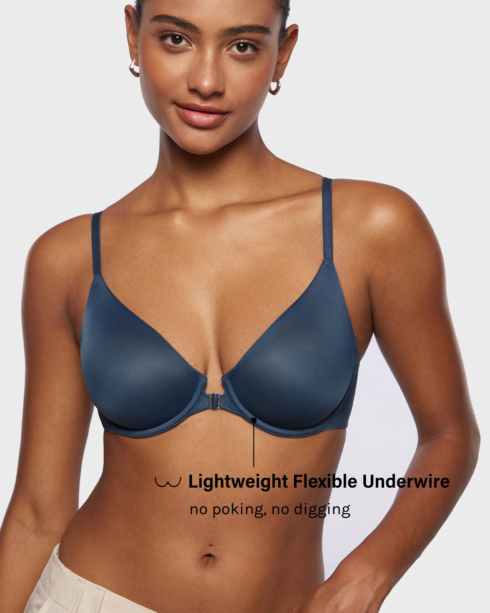 Women's Mesh Front Closure Bras Demi Plunge Supportive Comfortable Seamless Underwire Unlined Sheer Bras