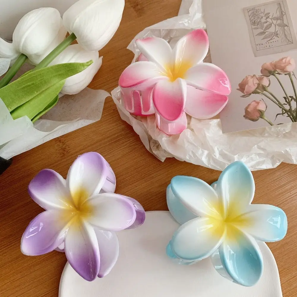 New Shark Clip Hair Claw Plumeria Flower Shape Plastic Hair Clip Bohemian Styling Cute Hairpins Women