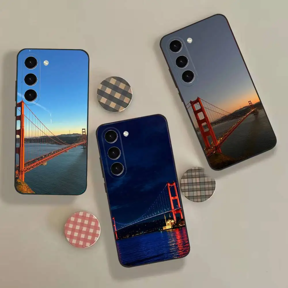 Golden Gate Bridge Fashion Black coque Phone Case For Samsung Galaxy A12,22,32,52,53,71,73, Note9,10,20 Ultra