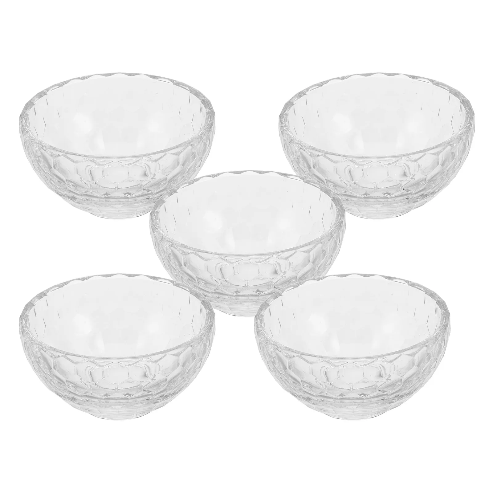 5pcs Thickened Clear Glass Serving Bowls Set for Japanese Tea Ceremony, Desserts, and Holiday Table Decor