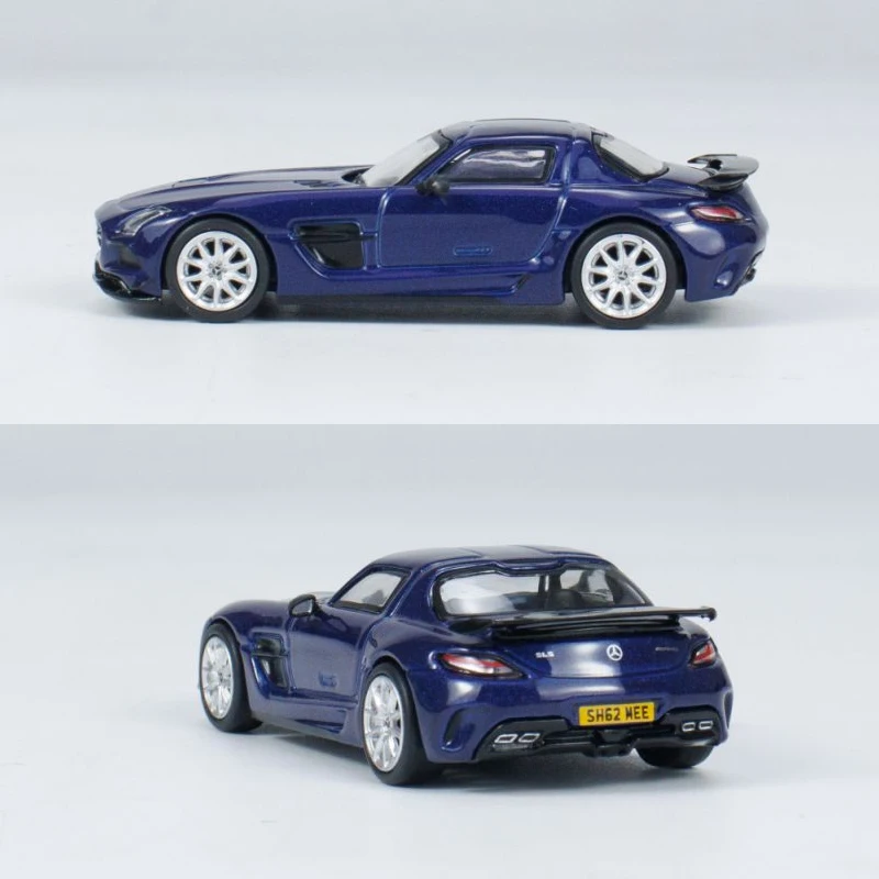 طراز سيارة Tarmac Works 1:64 TW Mercedes-Benz SLS كوبيه مصنوع من السبائك الزرقاء