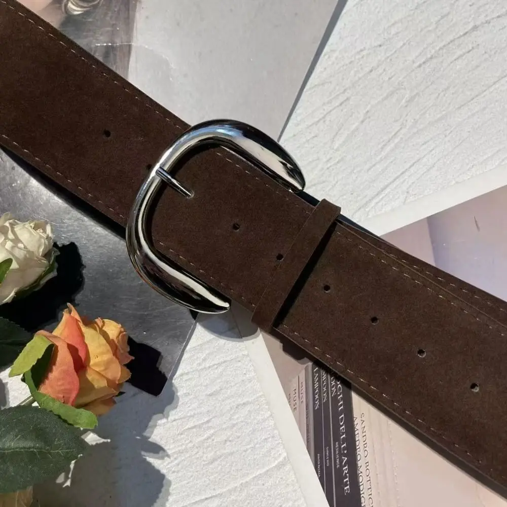 Maillard Styles جلد الغزال حزام عريض تصميم فاخر عصري دبوس مشبك حزام الخصر تنوعا حزام الخصر الأعمال عادية