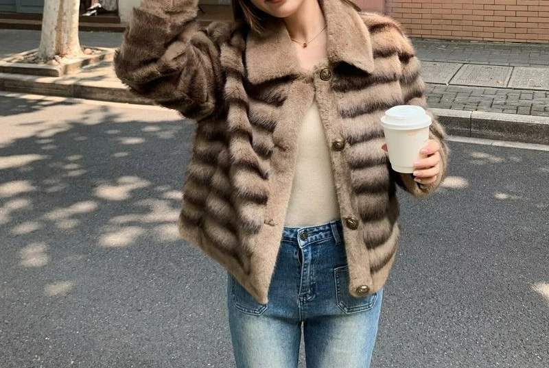 2025 automne et hiver nouvelle mode écologique tempérament fourrure veste manteau court