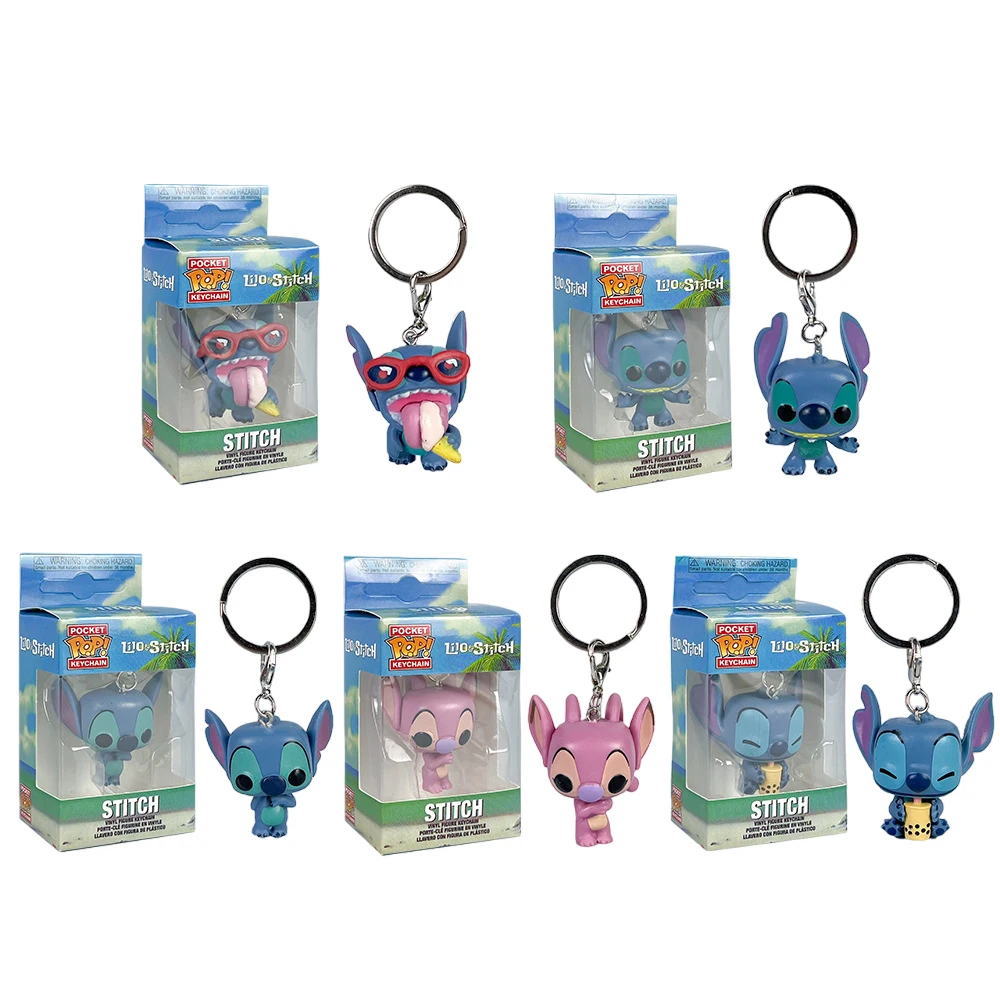 New Lilo & Stitch Anime Keychain Cartoon Mickey Mouse Minnie Cute Doll Keyring Ornament Key Chain Car Pendant Kids Gift Toys