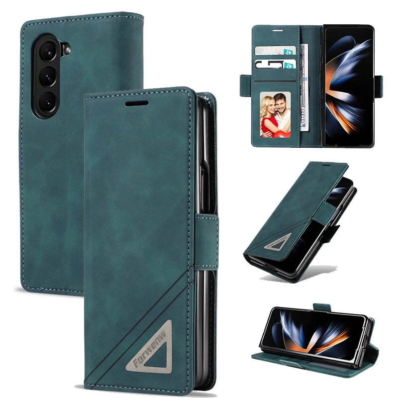 EUCAGR Flip Leather Wallet Phone Case For Samsung Galaxy Z Fold 7 6 5 4 3  ZFold6 Shockproof Soft Cover For Galaxy Z Fold7 6 5 4